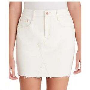 NWOT Jessica Simpson Infinite High Waist Denim Frayed Mini Skirt Off White 28